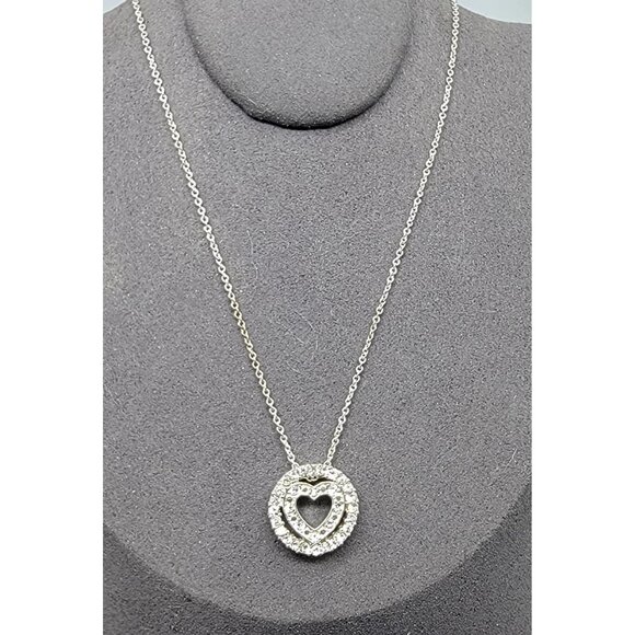 Avon Jewelry - Avon NR Eternal Heart Pendant Necklace Clear Rhinestones Silver Tone Vintage 16"